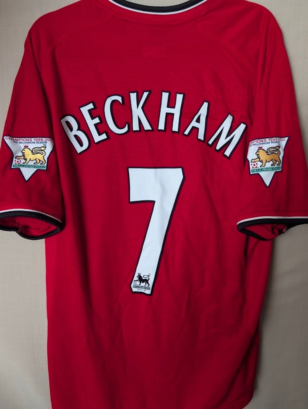 Manchester United 2000-01 Home Beckham Jersey Mens XL EPL Patched